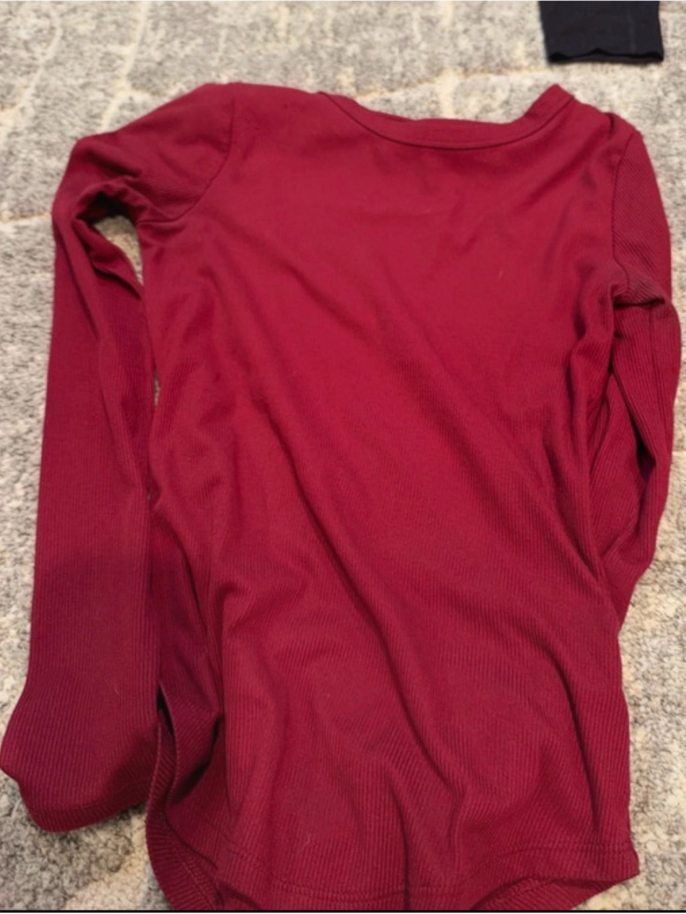 No Boundaries Scoop Neck Ribbed Long Sleeve Top - Burgundy
